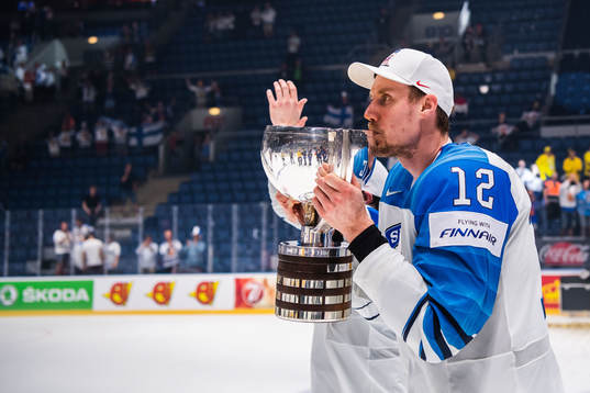 Marko Anttila of Finland celebrates with the trophy
