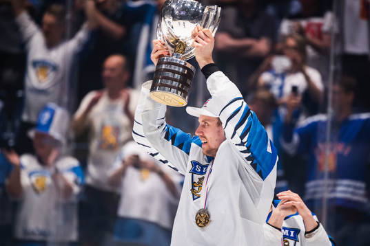 Marko Anttila of Finland celebrates with the trophy