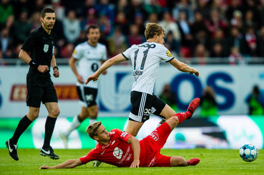 Thomas Grøgaard of Brann and Yann-Erik Randa Bahezre de
