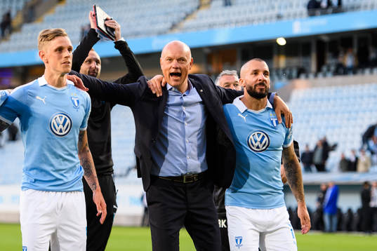 Malmö FFs Sören Rieks, tränare Uwe Rösler och Guillermo