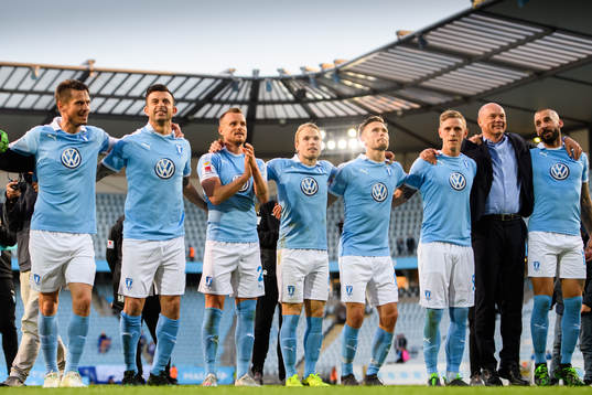 Malmö FFs Markus Rosenberg, Behrang Safari, Eric Larsson,