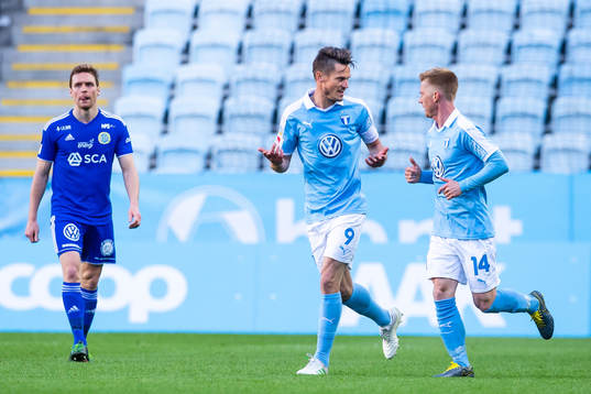 Malmö FFs Markus Rosenberg och Anders Christiansen jublar