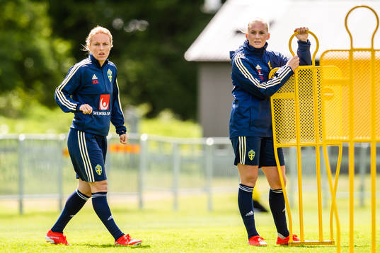 Mimmi Larsson and Stina Blackstenius of Swedish women