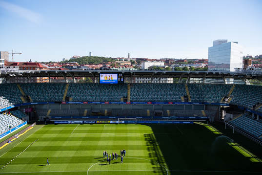 General view of arena Gamla Ullevi with players of Sweden
