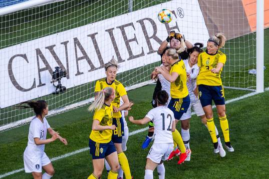 Linda Sembrant and Stina Blackstenius of Sweden against