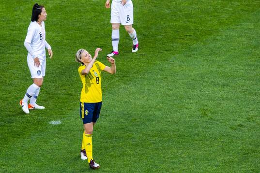 Lina Hurtig of Sweden reacts