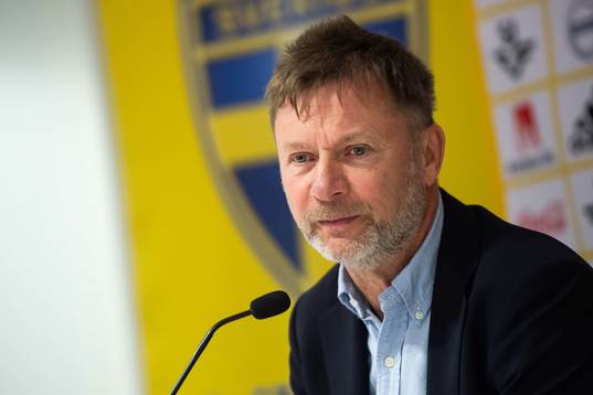 Peter Gerhardsson, Head coach of Sweden at a press