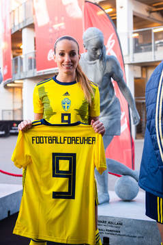 Kosovare Asllani of Sweden poses for a portrait next to a