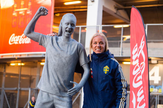Caroline Seger of Sweden poses for a portrait next to her