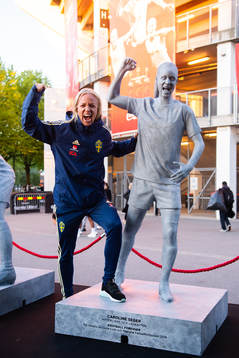 Caroline Seger of Sweden poses for a portrait next to her