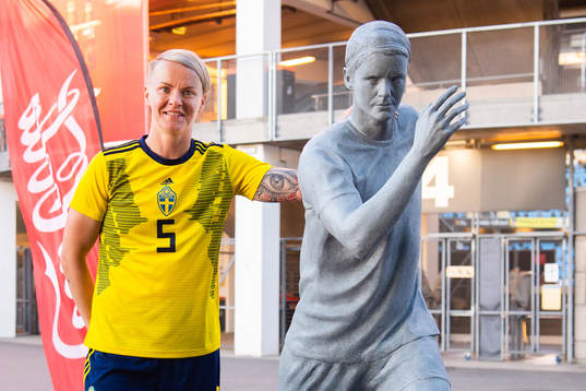 Nilla Fischer of Sweden poses for a portrait next to her