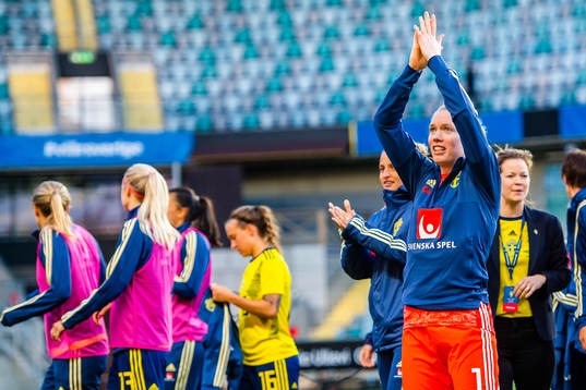Goalkeeper Hedvig Lindahl of Sweden celebrates