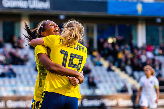 Madelen Janogy of Sweden celebrates the 1-0 goal with Anna