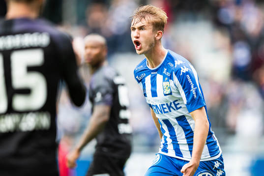 IFK Göteborgs Benjamin Nygren reagerar