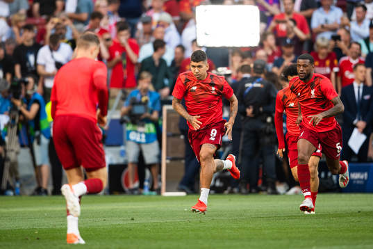 Roberto Firmino and Georginio Wijnaldum of Liverpool