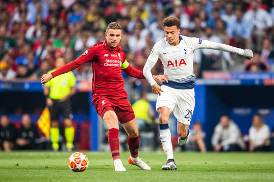 Jordan Henderson of Liverpool and Dele Alli of Tottenham