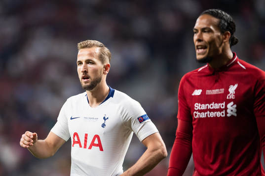 Harry Kane of Tottenham and Virgil van Dijk of Liverpool