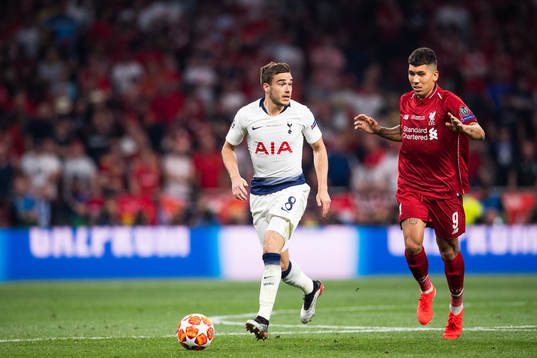 Harry Winks of Tottenham and Roberto Firmino of Liverpool