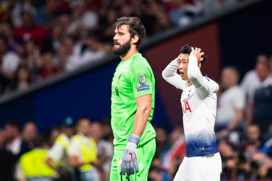 Goalkeeper Alisson Becker of Liverpool has behind him
