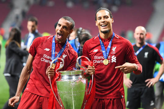 Fabinho and Virgil van Dijk of Liverpool celebrate with the