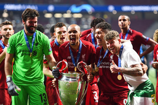 Goalkeeper Alisson Becker, Fabinho, Roberto Firmino and
