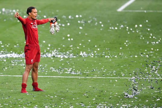 Virgil van Dijk of Liverpool celebrates