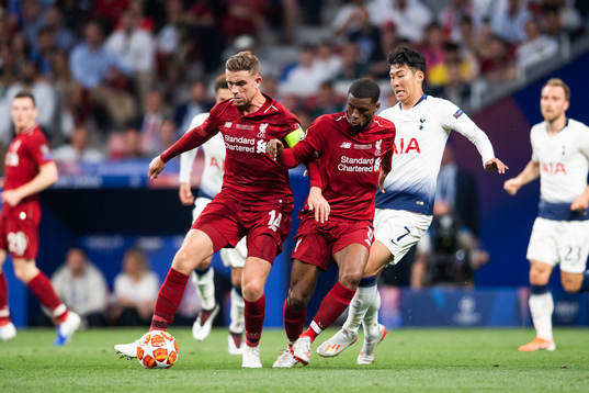 Jordan Henderson and Georginio Wijnaldum of Liverpool