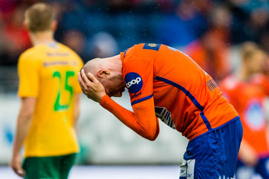 Aron Elis Thrandarson of Aalesund in pain