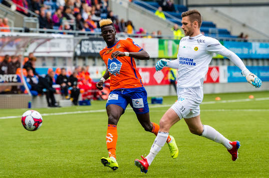 Pape Habib Gueye of Aalesund and Goalkeeper Stefan Hagerup