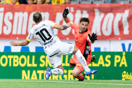 Elfsborgs målvakt Kevin Stuhr Ellegaard  och Häckens