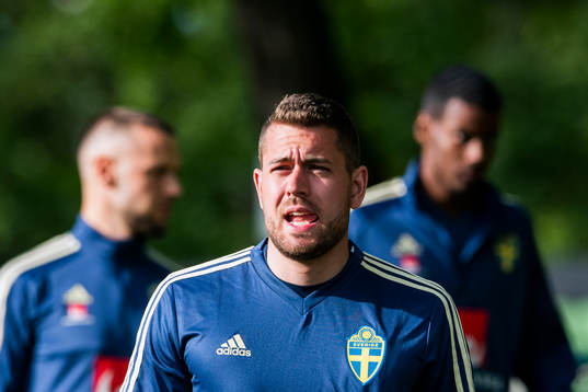 Goalkeeper Kristoffer Nordfeldt of the Swedish national