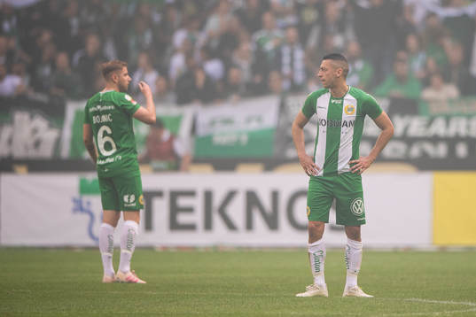 Hammarbys Darijan Bojanic och Nikola Djurdjic deppar