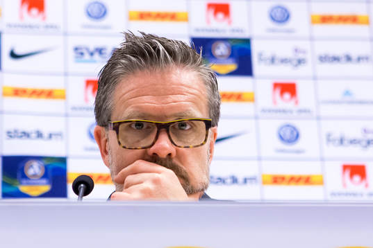 s tränare Rikard Norling på presskonferensen