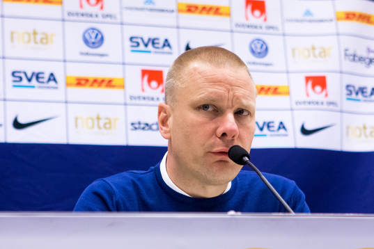 Hammarbys tränare Stefan Billborn på presskonferensen