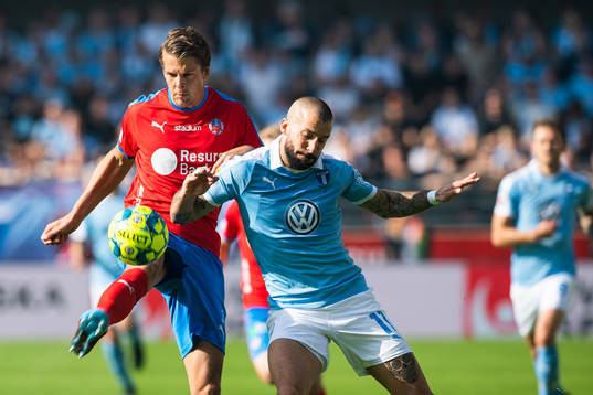 2 Helsingborgs Adam Eriksson och Malmö FFs Guillermo Molins