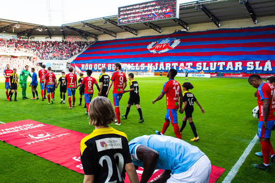 2 Helsingborgs supportrar med ett tifo