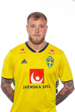 John Guidetti of the Swedish national football team poses