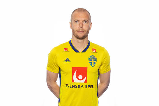 Per Karlsson of the Swedish national football team poses