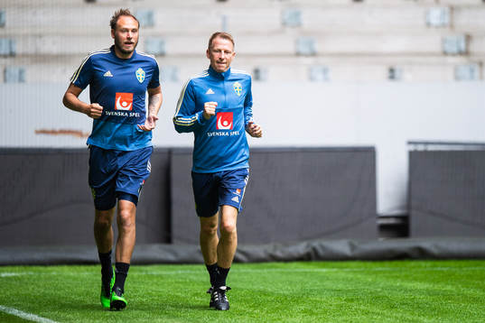 Andreas Granqvist and physiotherapist Fredrik Larsson of