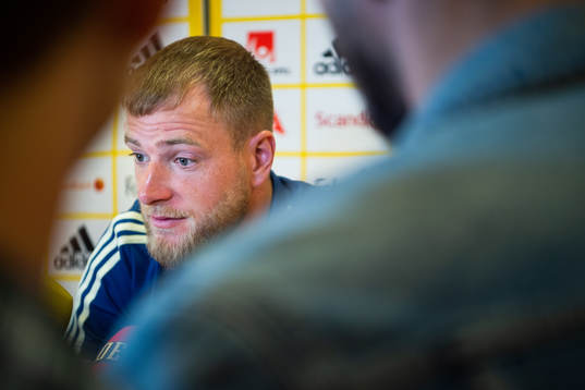 John Guidetti of the Swedish national football team talks