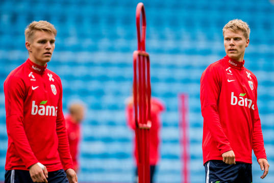 Martin Ødegaard and Sigurd Rosted of Norway