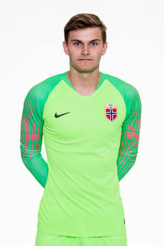 Goalkeeper Mads Hedenstad Christiansen of Norway poses for