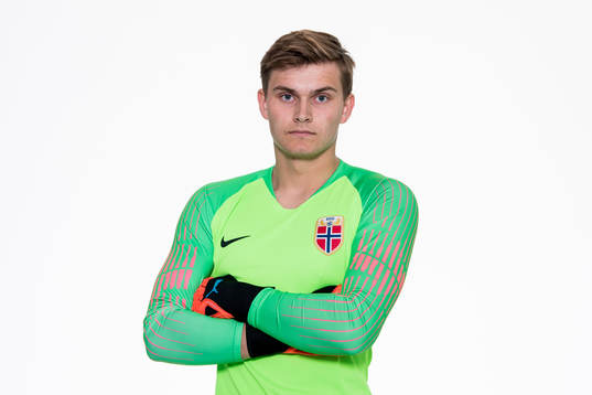 Goalkeeper Mads Hedenstad Christiansen of Norway poses for