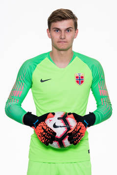 Goalkeeper Mads Hedenstad Christiansen of Norway poses for