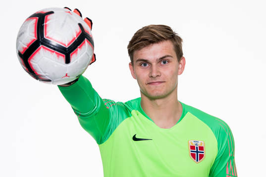 Goalkeeper Mads Hedenstad Christiansen of Norway poses for
