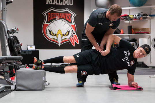 Malmö Redhawks fystränare Freddie Sjögren och Carl-Johan