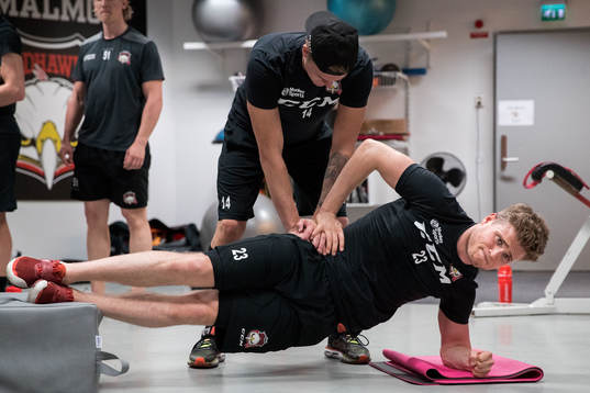 Malmö Redhawks Carl-Johan Lerby och Christoffer Forsberg