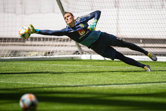 Goalkeeper Karl-Johan Johnsson of the Swedish national