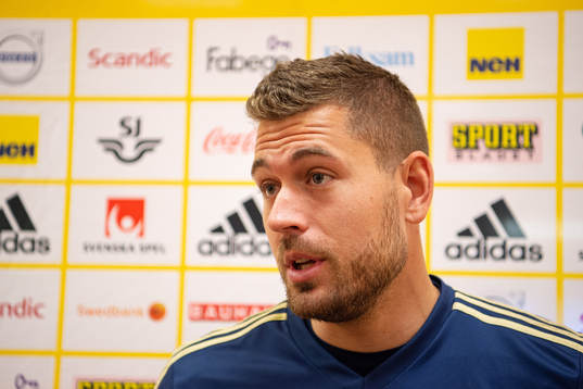 Goalkeeper Kristoffer Nordfeld of the Swedish national