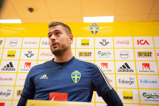 Goalkeeper Kristoffer Nordfeld of the Swedish national